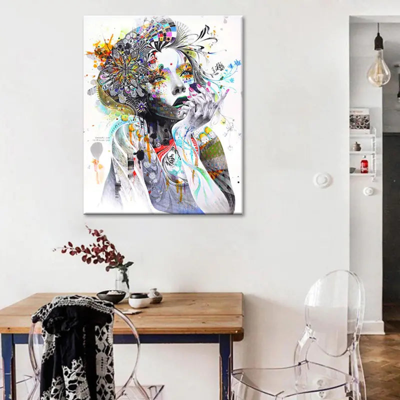 Arte en Lienzo de Acuarela Abstracta con Flores para Decoración del Hogar