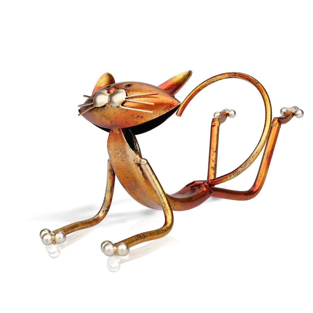 Moderno Soporte para Botellas de Vino de Gato Yoga en Metal para Decoración del Hogar