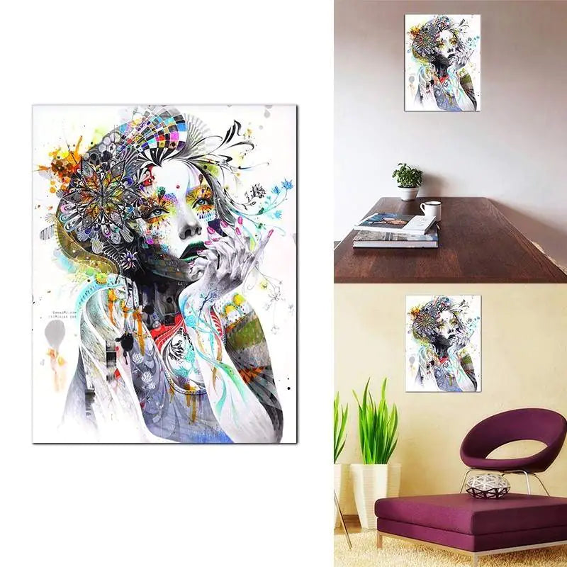Arte en Lienzo de Acuarela Abstracta con Flores para Decoración del Hogar