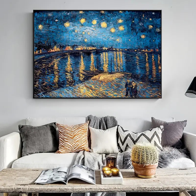 Cuadro de Lienzo del Cielo Estrellado Abstracto para Decoración del Hogar