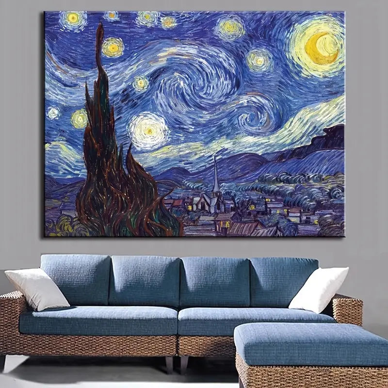 Cuadro de Lienzo del Cielo Estrellado Abstracto para Decoración del Hogar